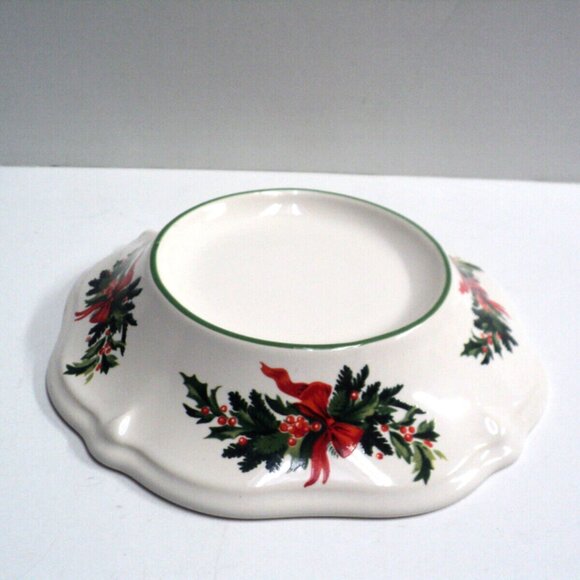 Pfaltzgraff Christmas Heritage 3" Pillar Candle Holder Base Holly & Berry Vtg 7" - Picture 1 of 4